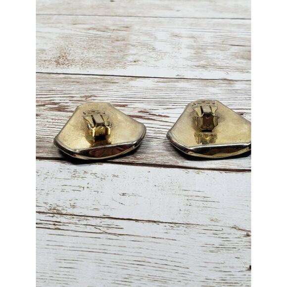 Vintage Clip On Earrings - Unusual Purple Folded Triangle Design Statement - Picture 5 of 6